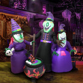 Halloween Inflatable — 3 Witches with Cauldron (LED Lights, Blower)